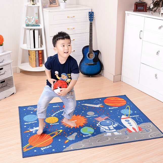 Cartoon Rectangle Carpet – Dark Blue
