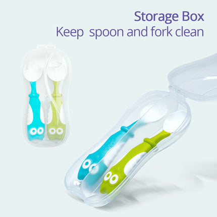 Baby Feeding Tableware – Owl Elbow Spoon & Fork Set