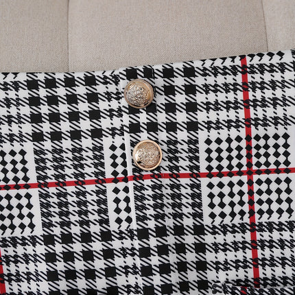 Elowen Plaid Skirt Suit Tailored Lapel Jacket & High-Waist Skirt in Elegant Check Pattern