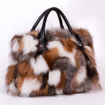Aurora Patch: Multicolor Faux Fur Baguette with Contrast Handle