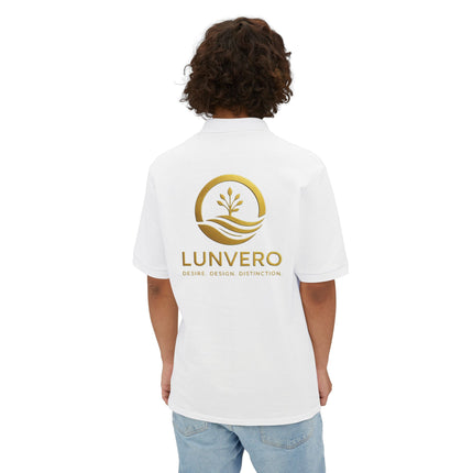 LUNVERO White Polo – Gold Edition Unisex Casual Wear, Golf Shirt, Perfect Gift, Business Casual Attire