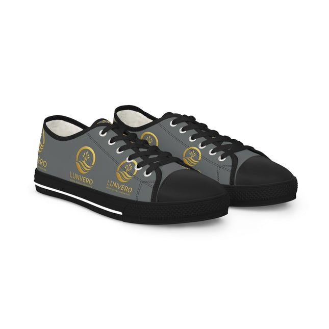 LUNVERO Black & Grey Sneakers with Gold Logo – Luxury Streetwear Shoes