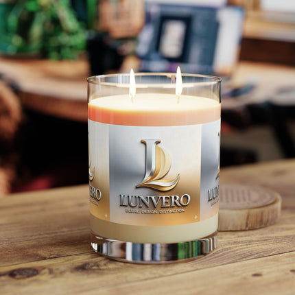 LUNVERO | Decorative Luxe Scented Candle - 11oz Full Glass | 360 text Printed Art