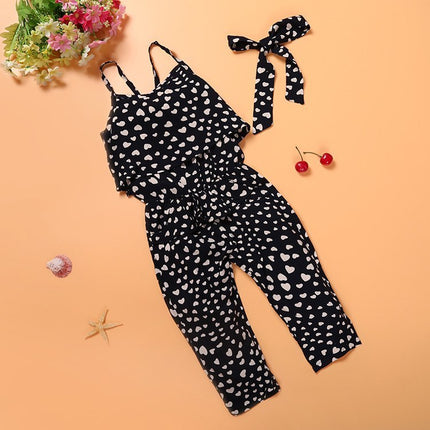 Girls’ Summer Cotton Polka Dot Jumpsuit Set
