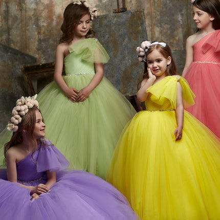 Girls’ Colorful Polyester Blend Dress – Bright Summer Outfit