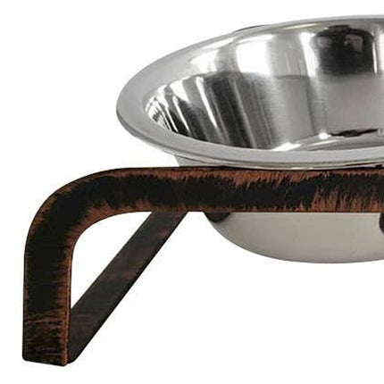 Rustic Elevated 16oz Two Bowl Dog Feeding Station-2