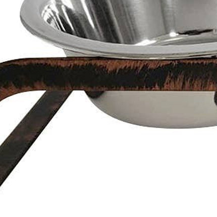 Rustic Elevated 16oz Two Bowl Dog Feeding Station-3