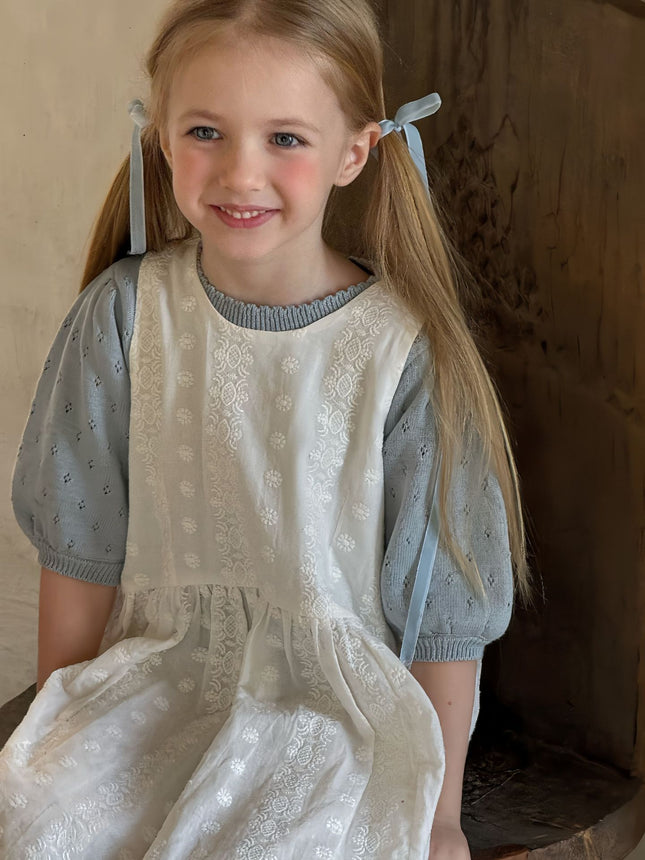 Embroidered Cotton Girls’ One-Piece Dress