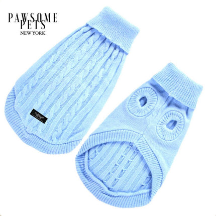 DOG AND CAT CABLE KNIT SWEATER - LIGHT BLUE-0