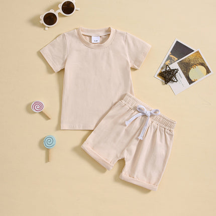 Baby Cotton Two-Piece Set – Short Sleeve Top & Shorts Outfit