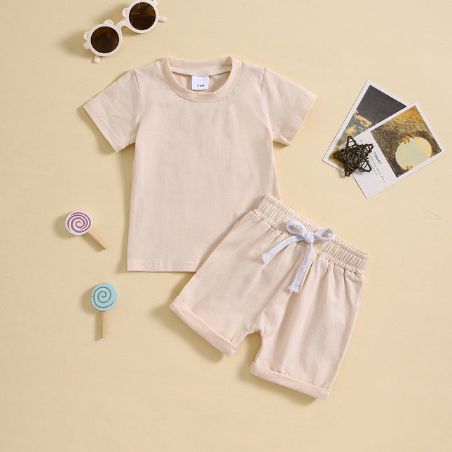 Baby Cotton Two-Piece Set – Short Sleeve Top & Shorts Outfit