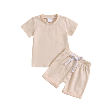 Baby Cotton Two-Piece Set – Short Sleeve Top & Shorts Outfit
