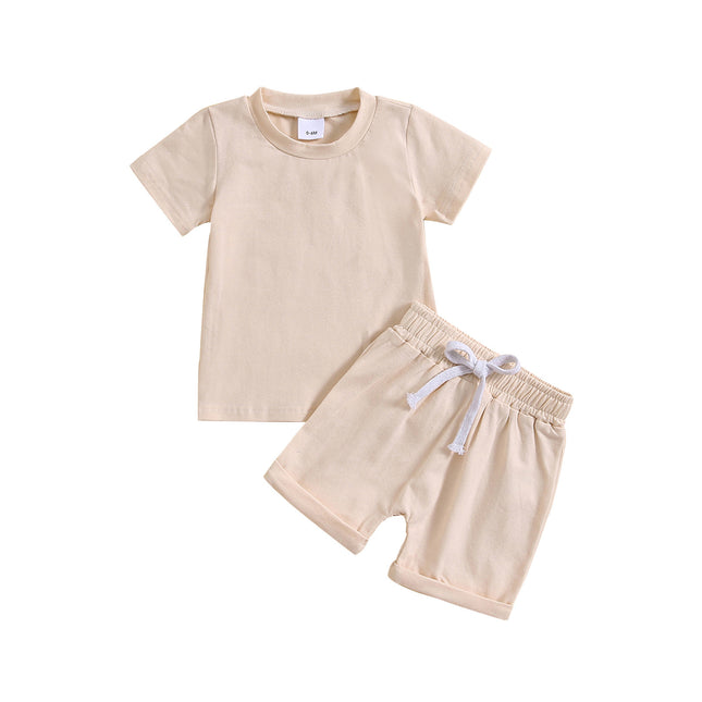 Baby Cotton Two-Piece Set – Short Sleeve Top & Shorts Outfit