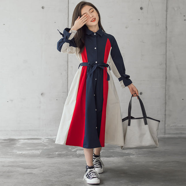 Girls’ Cotton Winter &amp; Autumn Tie Dress
