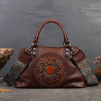 Totem Artisan Cowhide Shoulder Bag Large Capacity Retro Elegance  Curated by LUNVERO