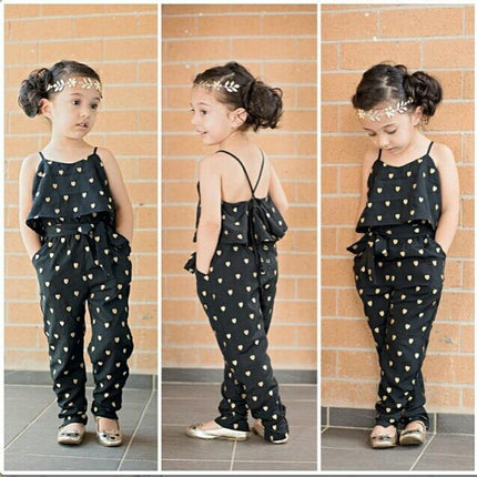 Girls’ Summer Cotton Polka Dot Jumpsuit Set