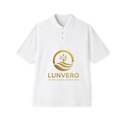 LUNVERO White Polo – Gold Edition Unisex Casual Wear, Golf Shirt, Perfect Gift, Business Casual Attire