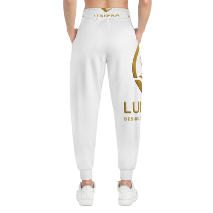 LUNVERO White & Gold Luxury Joggers (AOP) Unisex