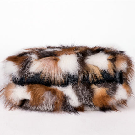 Aurora Patch: Multicolor Faux Fur Baguette with Contrast Handle