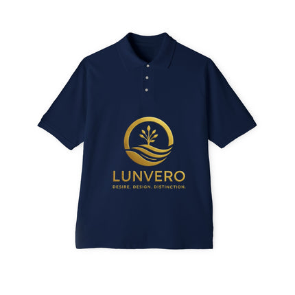 LUNVERO White Polo – Gold Edition Unisex Casual Wear, Golf Shirt, Perfect Gift, Business Casual Attire