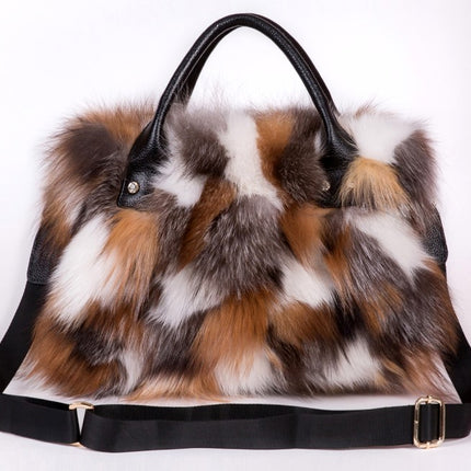 Aurora Patch: Multicolor Faux Fur Baguette with Contrast Handle