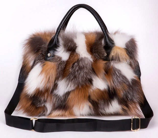 Aurora Patch: Multicolor Faux Fur Baguette with Contrast Handle