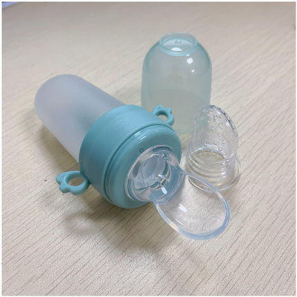 Silicone Squeeze Feeding Bottle with Spoon – For Baby Rice Cereal & Purees