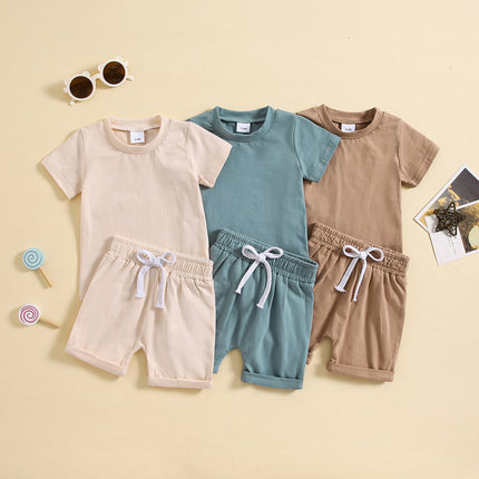 Baby Cotton Two-Piece Set – Short Sleeve Top & Shorts Outfit