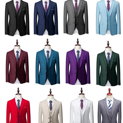 Jacket + Pant + Vest Latest Men Suit Men Business Slim Suits Sets Wedding Dress Three-piece Suit Blazers Coat Trousers Waistcoat