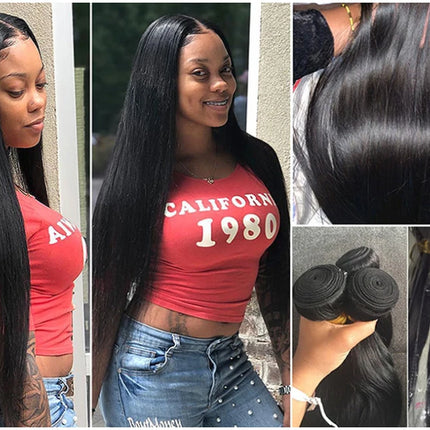 Bone Straight 13A Grade Human Hair Bundles With Closure Malaysian Unprocessed Frontal Tissage Bresiliens Bone Straight Virgin