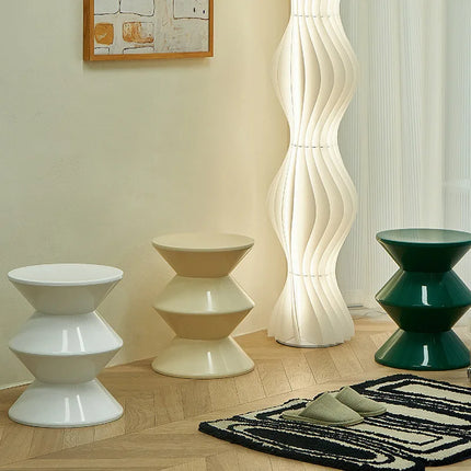 3 Tires Small Low Plastic Round Stool For Household Office Living Room Shoe Changing Nordic Creative Plastic Hourglass Stool