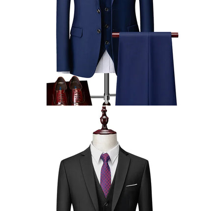 Jacket + Pant + Vest Latest Men Suit Men Business Slim Suits Sets Wedding Dress Three-piece Suit Blazers Coat Trousers Waistcoat