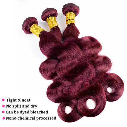 Wine Red #99J Remy Human Hair Weave 16-28 inch Long Silky Straight Unprocessed Virgin Brazilian Hair Weft Extensions for Women