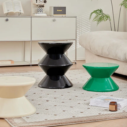 3 Tires Small Low Plastic Round Stool For Household Office Living Room Shoe Changing Nordic Creative Plastic Hourglass Stool