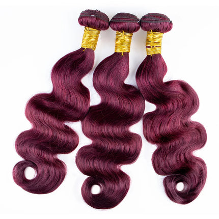 Wine Red #99J Remy Human Hair Weave 16-28 inch Long Silky Straight Unprocessed Virgin Brazilian Hair Weft Extensions for Women