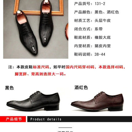PJCMG New Spring/Autumn Handmade Lace-Up Balck/Red Genuine Leather Carved Dress Oxford Flat Men Shoes