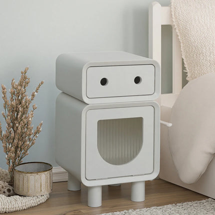 Table de chevet robot créative de style crème français, armoire en bois pour salon simple et chambre d'enfant, rangement mignon pour divers articles