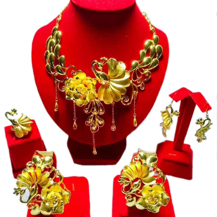 Hot Sale Luxury Trendy Popular Fashion Wedding New Arrivals Copper Gold Plated Party Gift Anniversary Jewelry Set