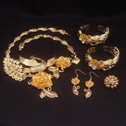 Hot Sale Luxury Trendy Popular Fashion Wedding New Arrivals Copper Gold Plated Party Gift Anniversary Jewelry Set