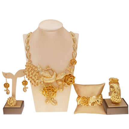 Hot Sale Luxury Trendy Popular Fashion Wedding New Arrivals Copper Gold Plated Party Gift Anniversary Jewelry Set