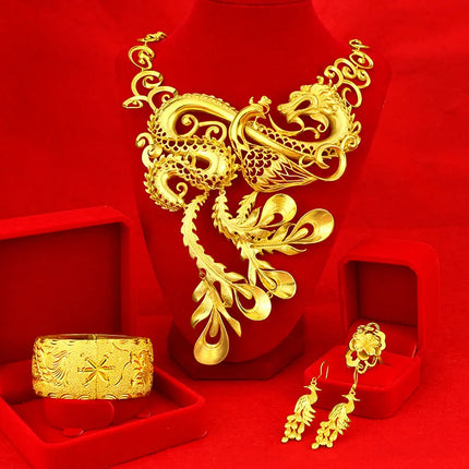 Hot Sale Luxury Trendy Popular Fashion Wedding New Arrivals Copper Gold Plated Party Gift Anniversary Jewelry Set