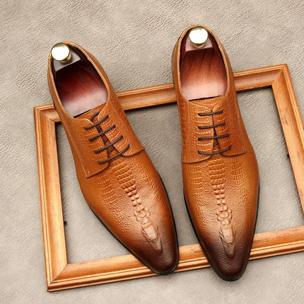 PJCMG New Spring/Autumn Handmade Lace-Up Balck/Red Genuine Leather Carved Dress Oxford Flat Men Shoes