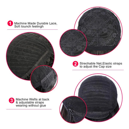 30 inch Water Wave Human Hair Wigs With Bangs Glueless Fringe Wig Kinky Curly Bob Wig with Bangs Full Machine Made Wig 180%