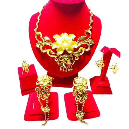 Hot Sale Luxury Trendy Popular Fashion Wedding New Arrivals Copper Gold Plated Party Gift Anniversary Jewelry Set