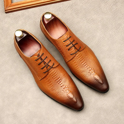 PJCMG New Spring/Autumn Handmade Lace-Up Balck/Red Genuine Leather Carved Dress Oxford Flat Men Shoes