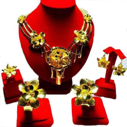 Hot Sale Luxury Trendy Popular Fashion Wedding New Arrivals Copper Gold Plated Party Gift Anniversary Jewelry Set