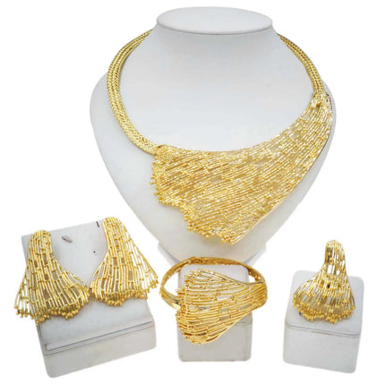 Zhuerrui Hot Selling 24K Good Jewelry Sets Cheap Bridal Wedding Necklace Jewelry Set Exquisite Women's Birthday Gifts H20183