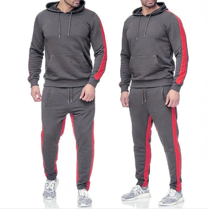 Autumn and Winter Jogging Suits for Men Striped Hoodie+Pants Casual Tracksuit Male Sportswear Gym Casual Clothing Sweat Suit New