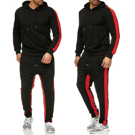 Autumn and Winter Jogging Suits for Men Striped Hoodie+Pants Casual Tracksuit Male Sportswear Gym Casual Clothing Sweat Suit New
