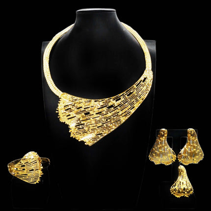 Zhuerrui Hot Selling 24K Good Jewelry Sets Cheap Bridal Wedding Necklace Jewelry Set Exquisite Women's Birthday Gifts H20183